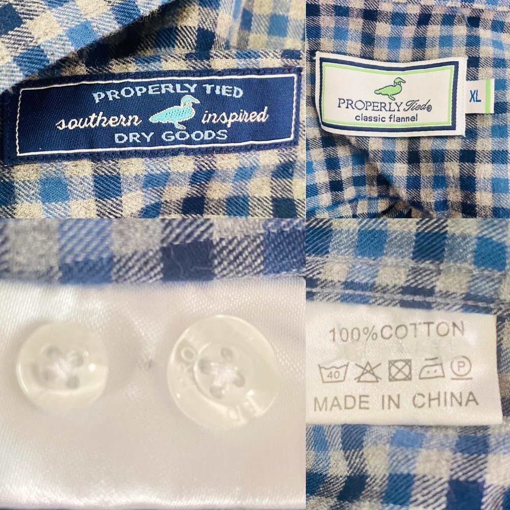 Properly Tied Classic Flannel Men’s Plaid Shirt Sz - Picture 8 of 9